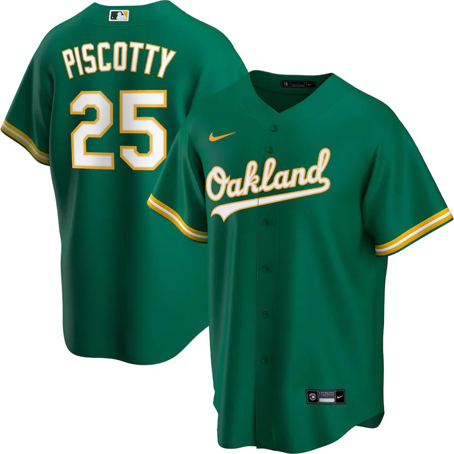 Mens Oakland Athletics #25 Stephen Piscotty Nike Green Official Replica Player MLB Jerseys
